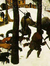 Close-up of "Hunters in the Snow" by Pieter Bruegel Close-up of "Hunters in the Snow" by Pieter Bruegel